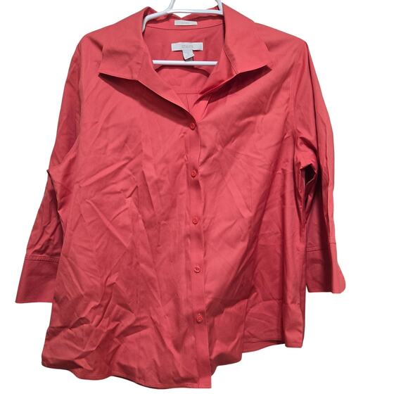 Chico’s No-Iron Pink Button Shirt Blouse Size XL 3 Office Career Wear - Picture 1 of 9